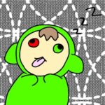 ウジちゃんが変な顔して寝ている